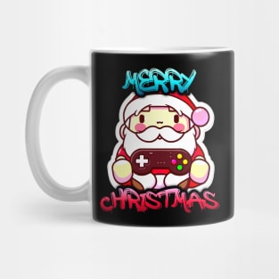 Santa Clause Playing Video Games - Merry Christmas - Winter Graphic Graffiti Art - Holiday Gift Mug